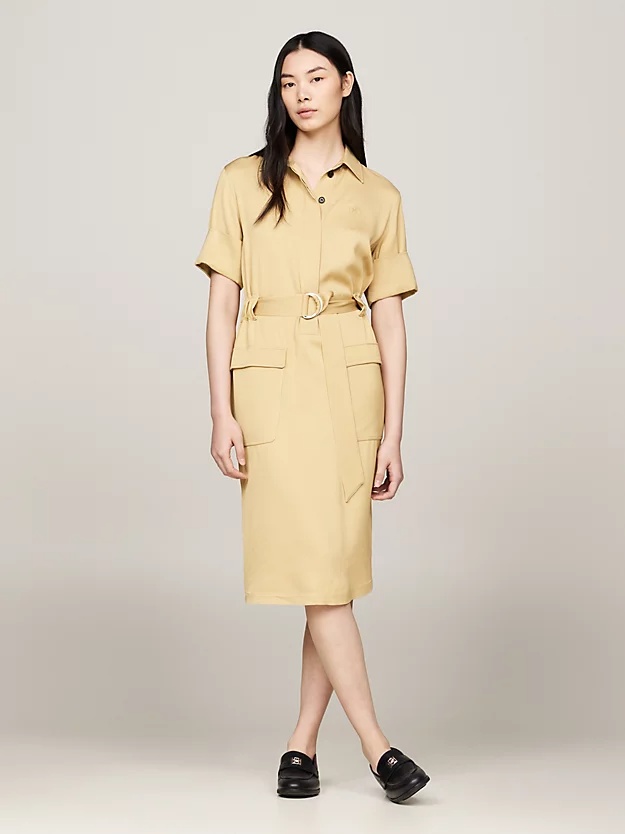 Tommy Hilfiger Half-open Collar Dress In Nude
