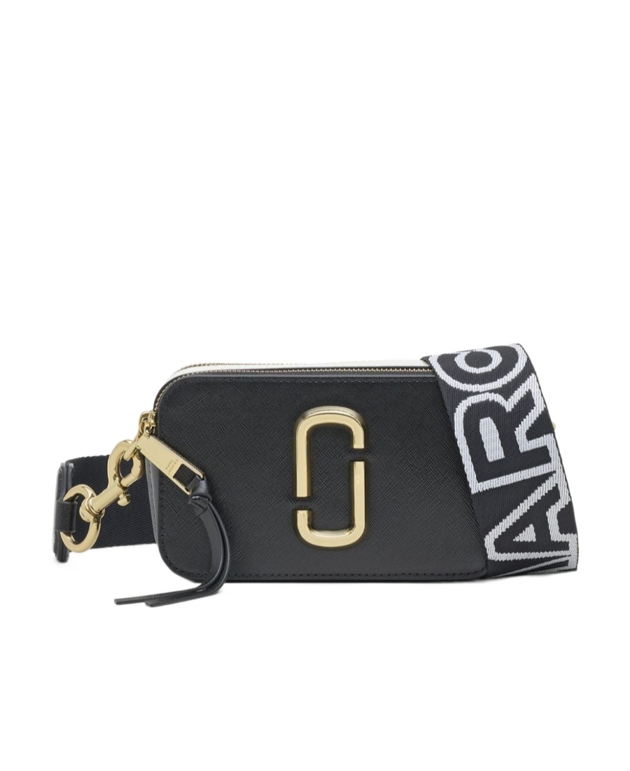 Marc Jacobs Compact Textured Leather Bag With Gold-tone Logo In Black