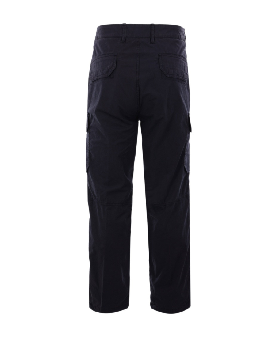 Stone Island Stretch Cotton Cargo Pants With Back Pocket In Blue