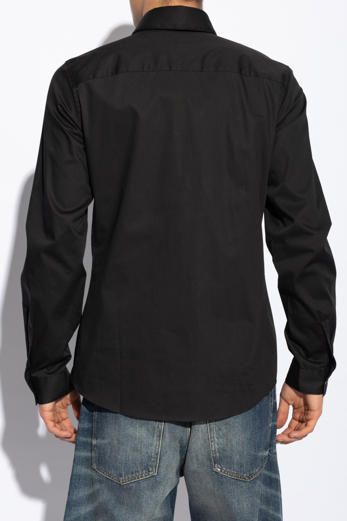 Diesel Cotton S-limo Shirt With Spread Collar In Black