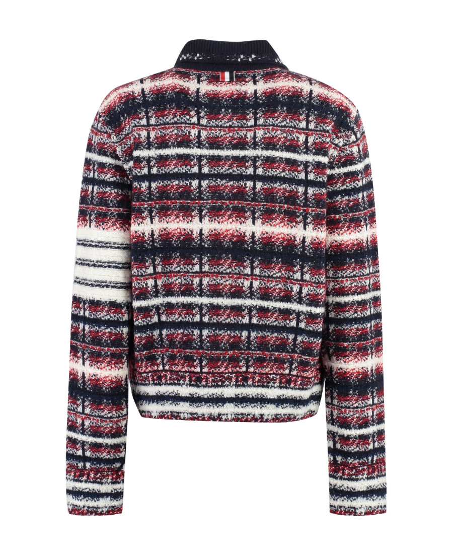 Shop Thom Browne Check-print 4-bar Jacket In Black