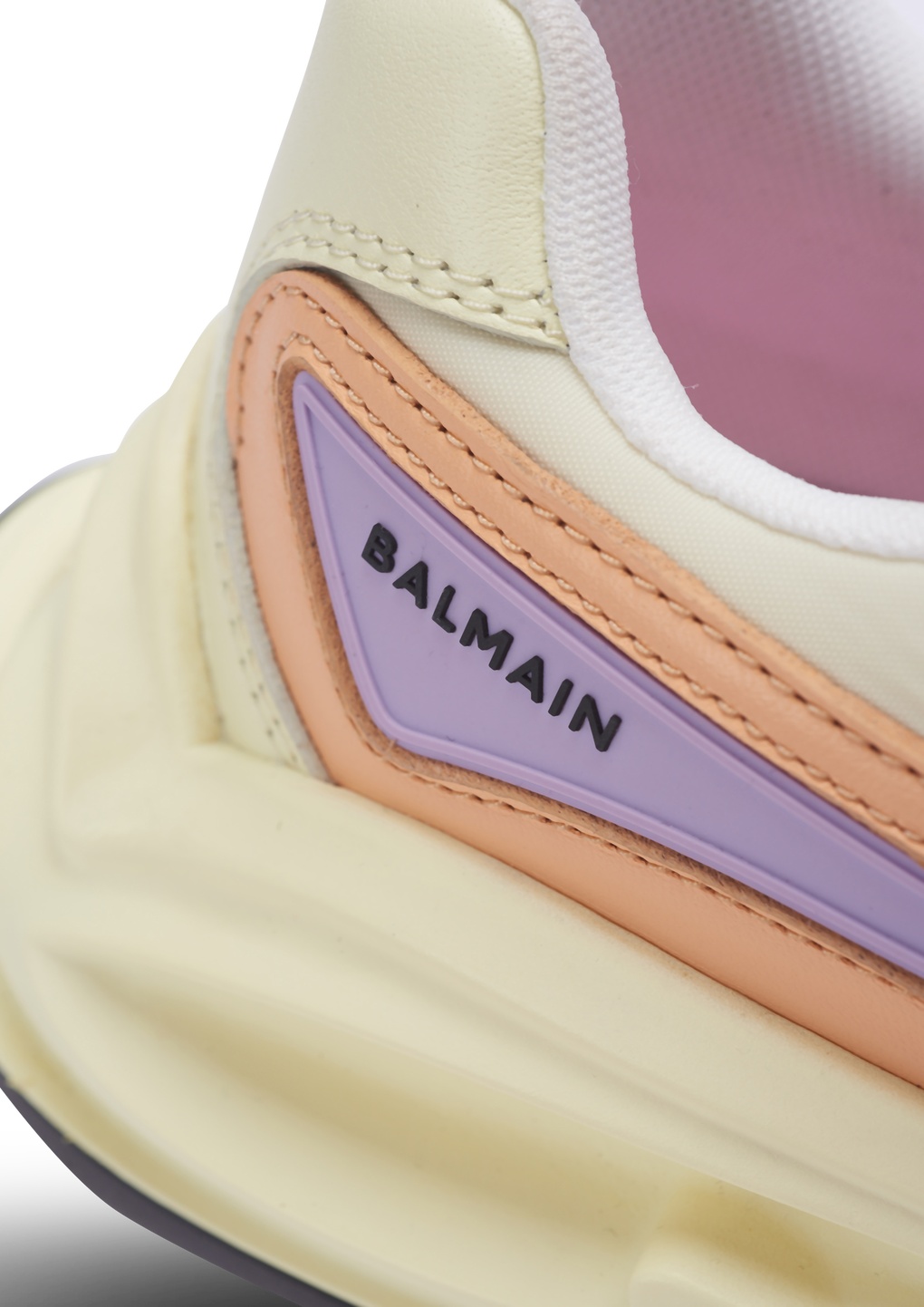 Shop Balmain Run-row Panelled Leather Trainers In Nude