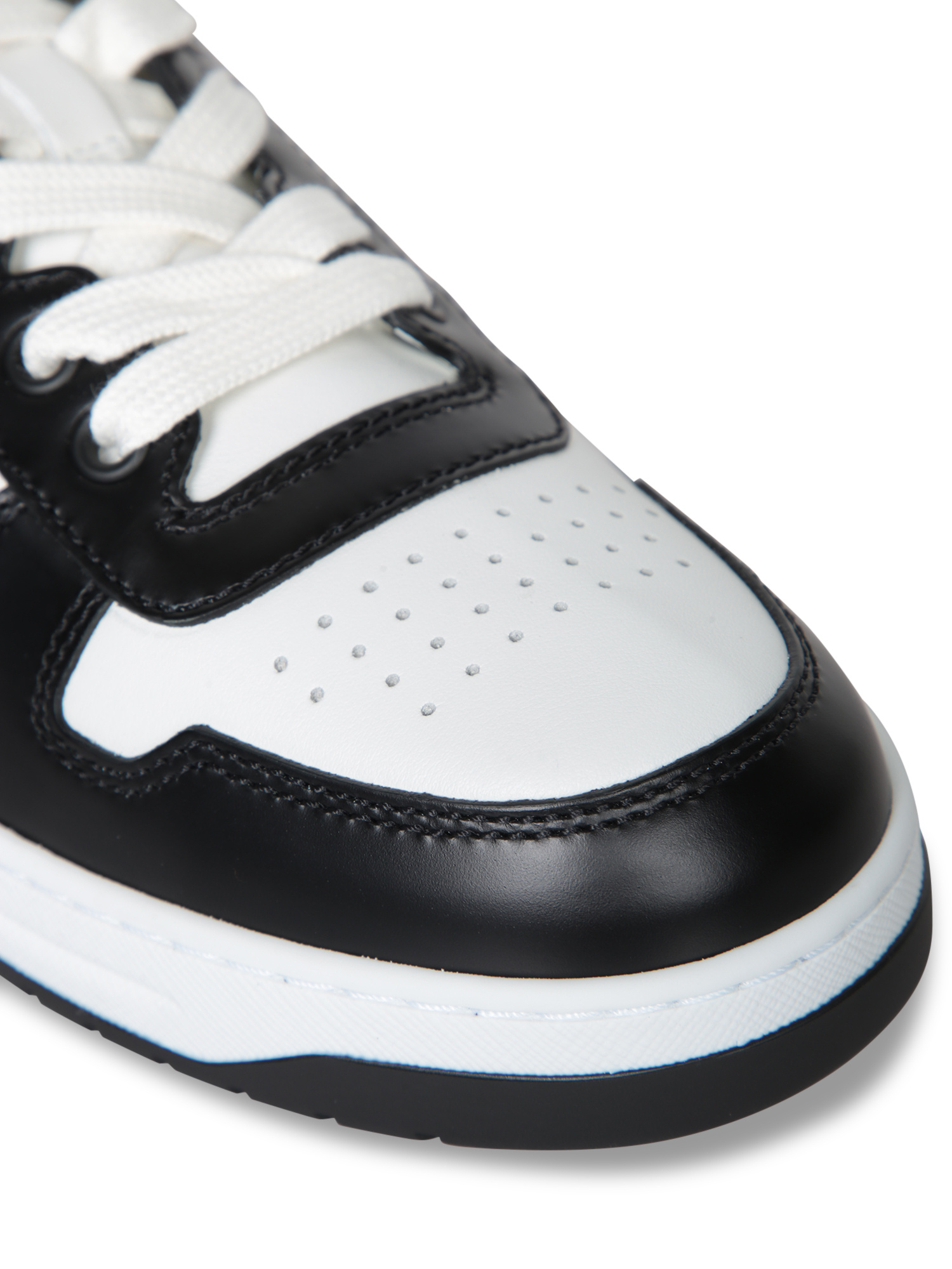Prada Urban Leather Sneakers Featuring Contrast Panels In White