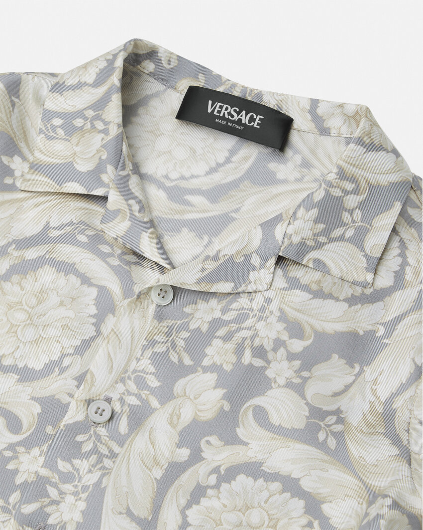 Versace Barocco Silk Shirt In White