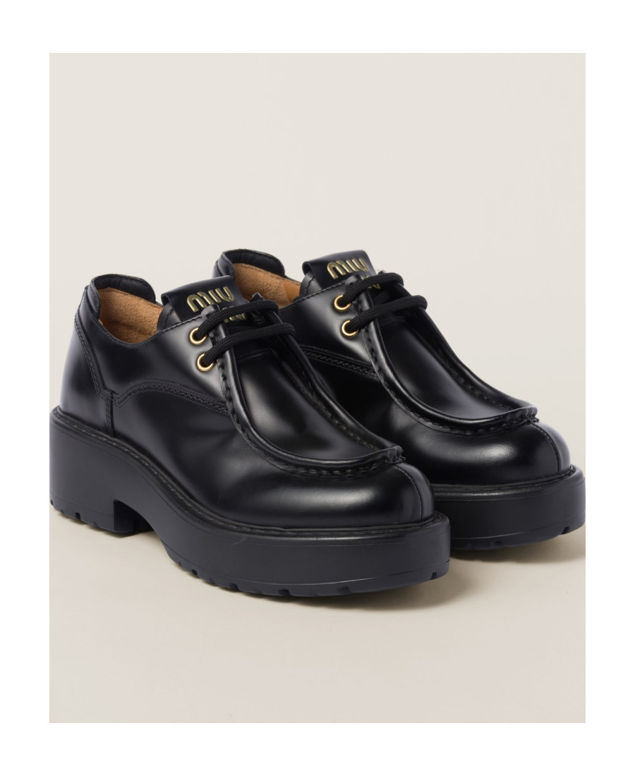 Miu Miu Chunky-sole Lace-up Shoes In Black