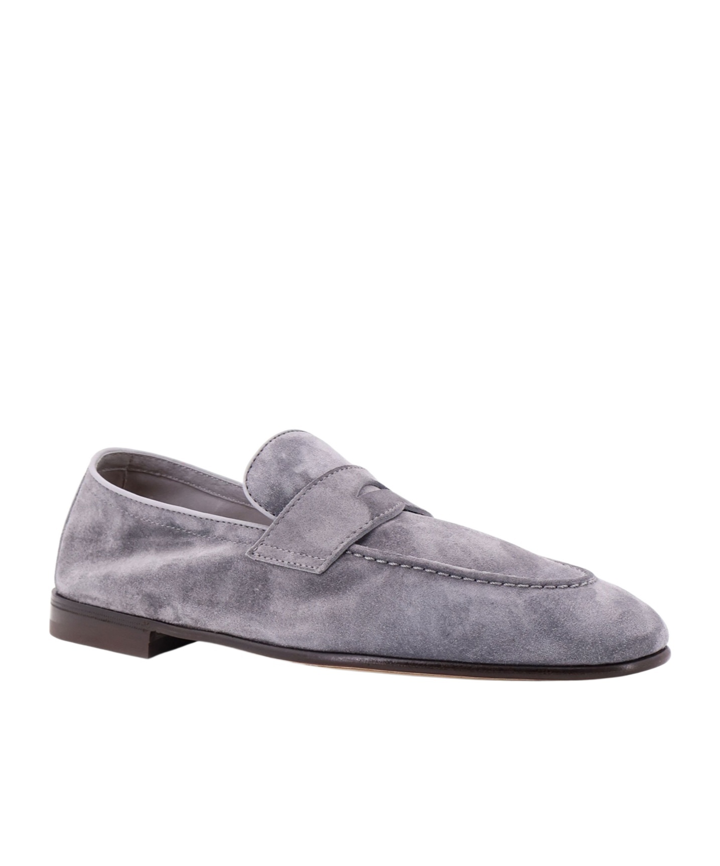 Brunello Cucinelli Suede Penny Loafers In Gray