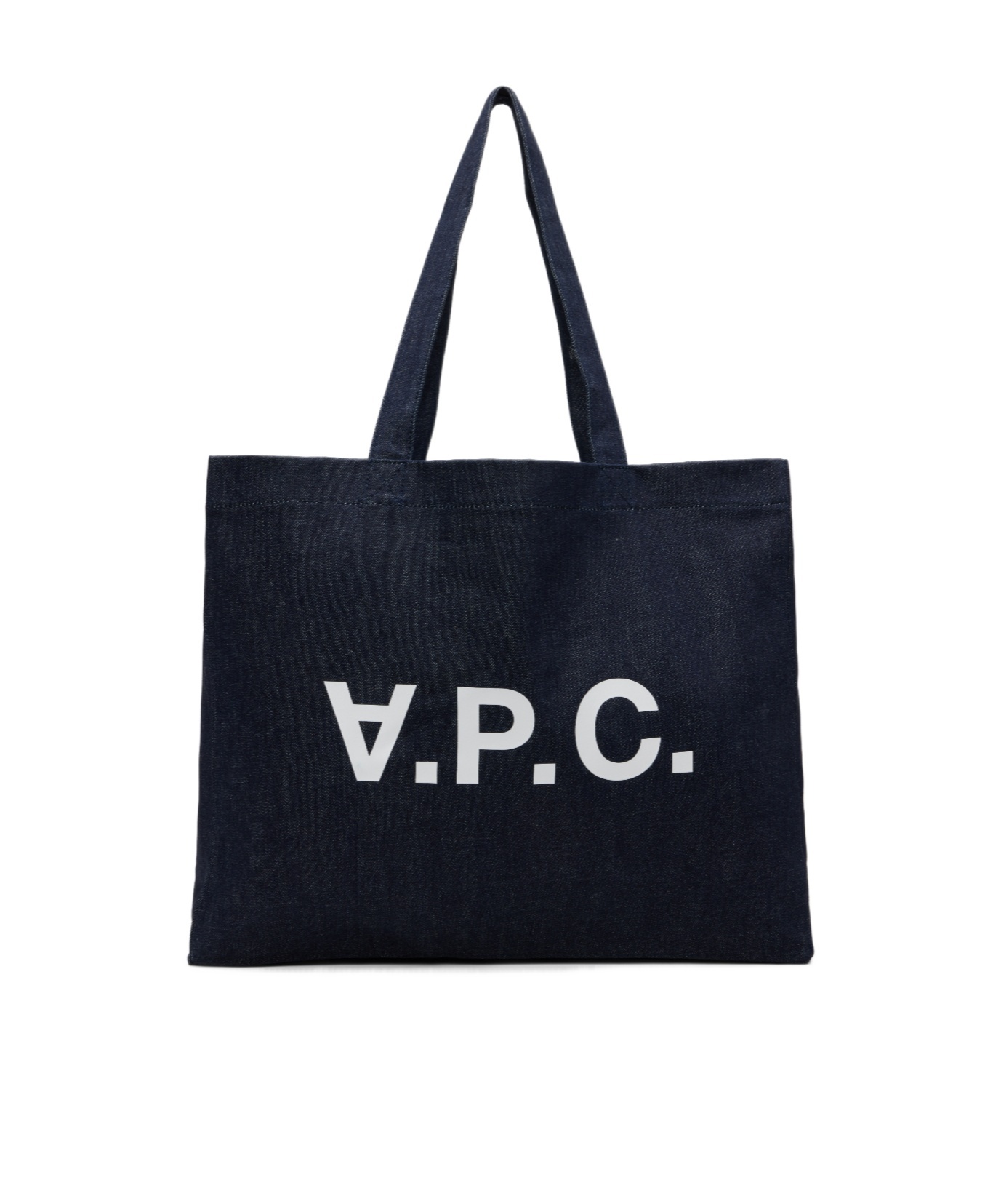 A.p.c. Daniela Logo Printed Denim Shopping Bag In Blue