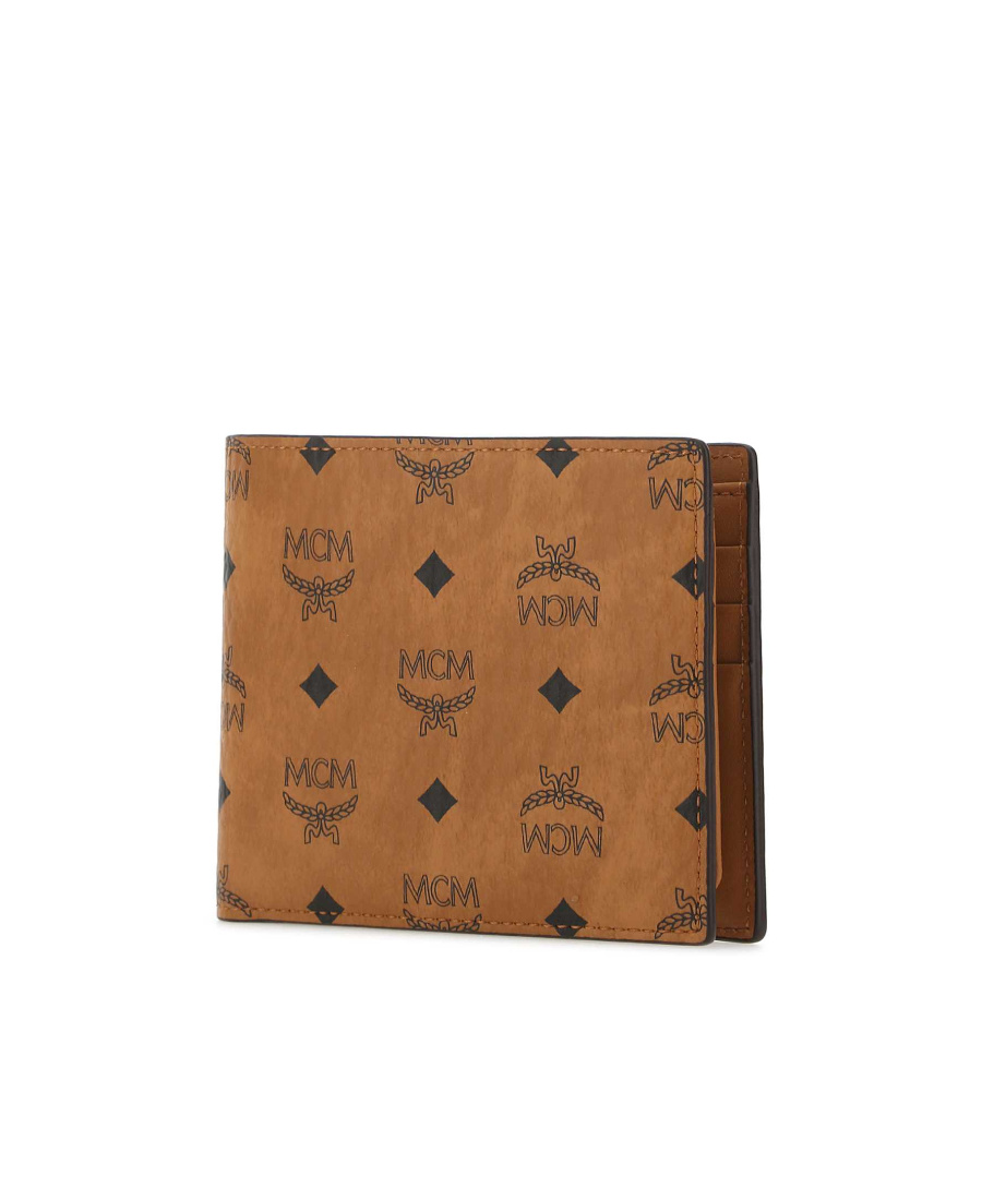 Mcm Small Monogram-print Bi-fold Wallet In Brown