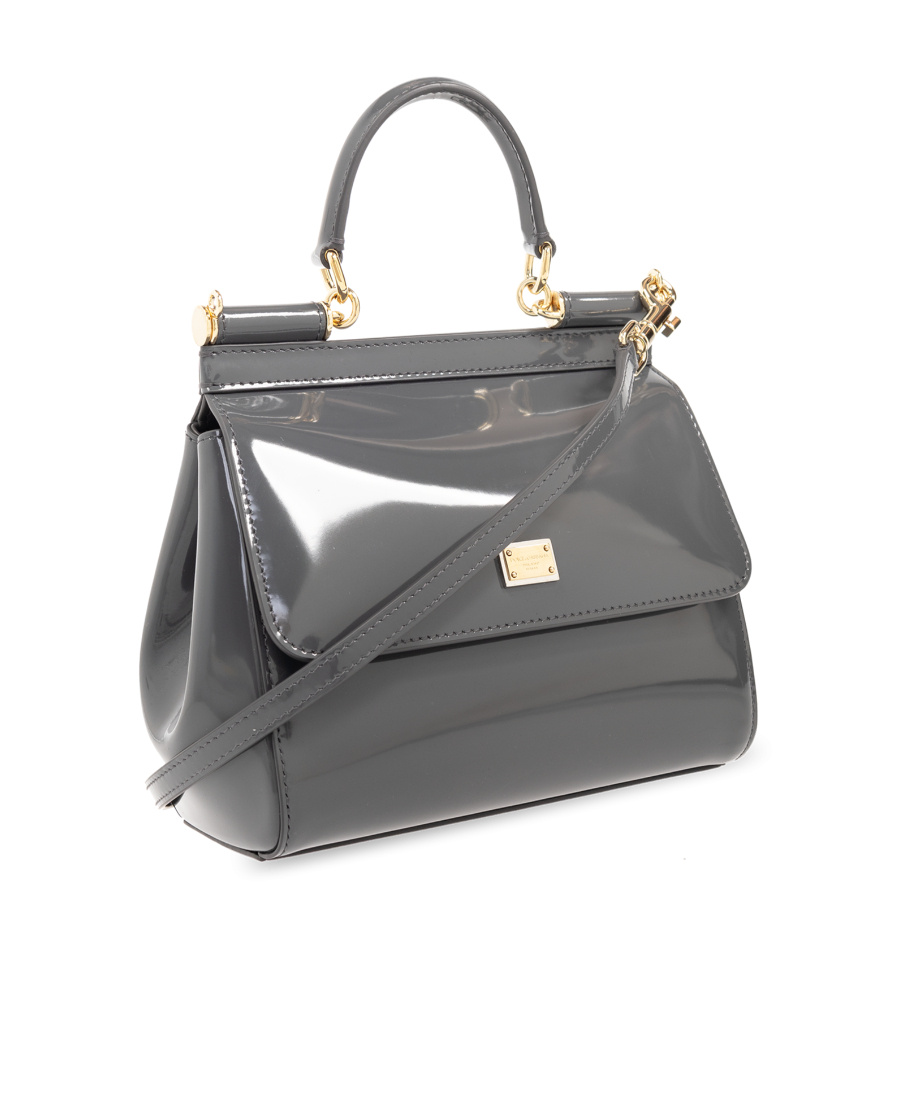 Dolce & Gabbana Small Sicily Patent Tote Bag In Gray