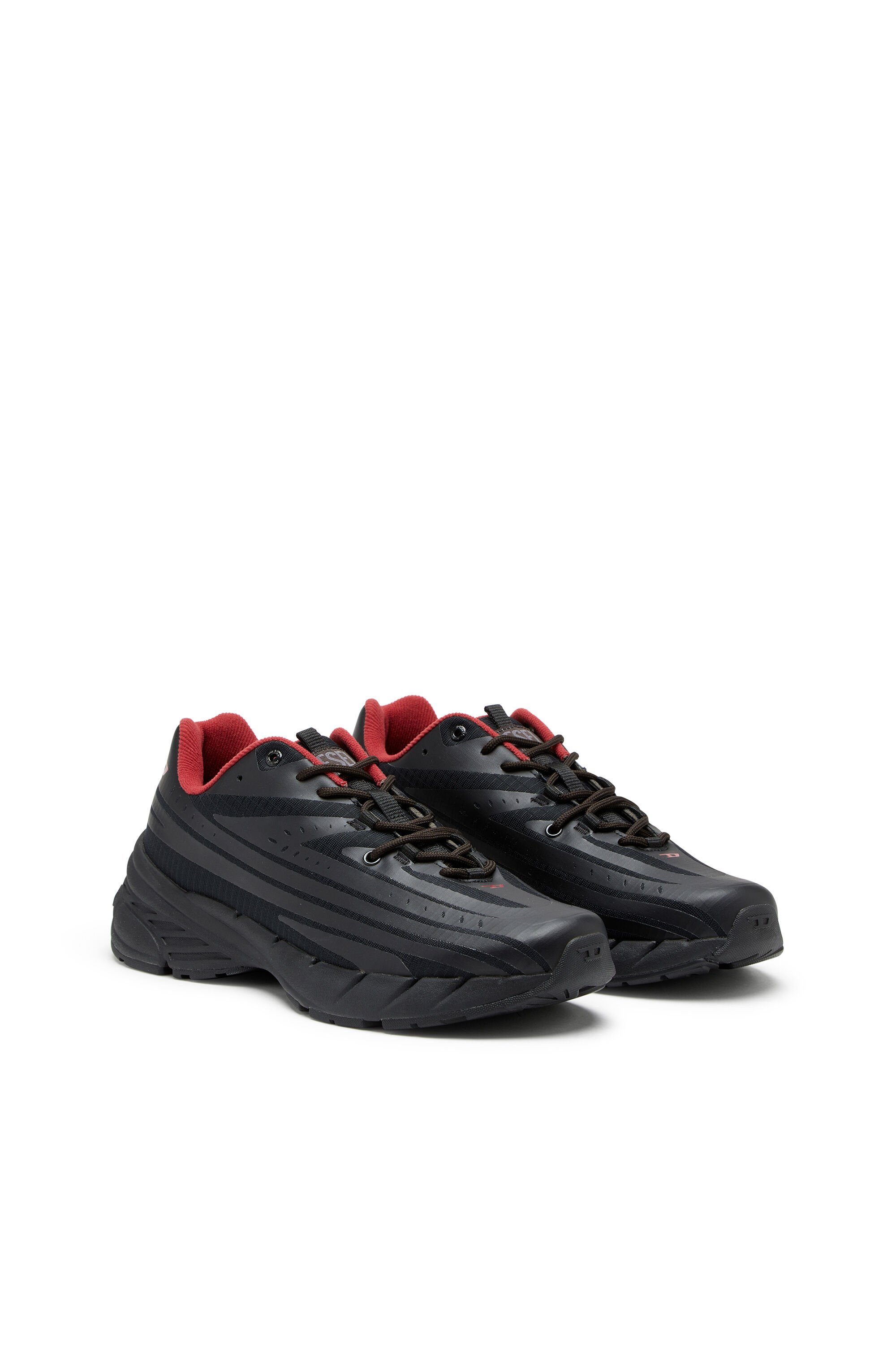 Diesel D-airspeed Low-sneaker A Righe In Ripstop Coated In Black