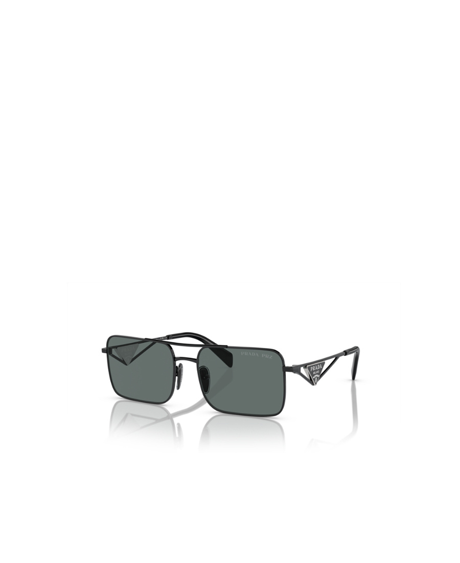 Prada Triangle-logo Rectangle-frame Sunglasses In Gray
