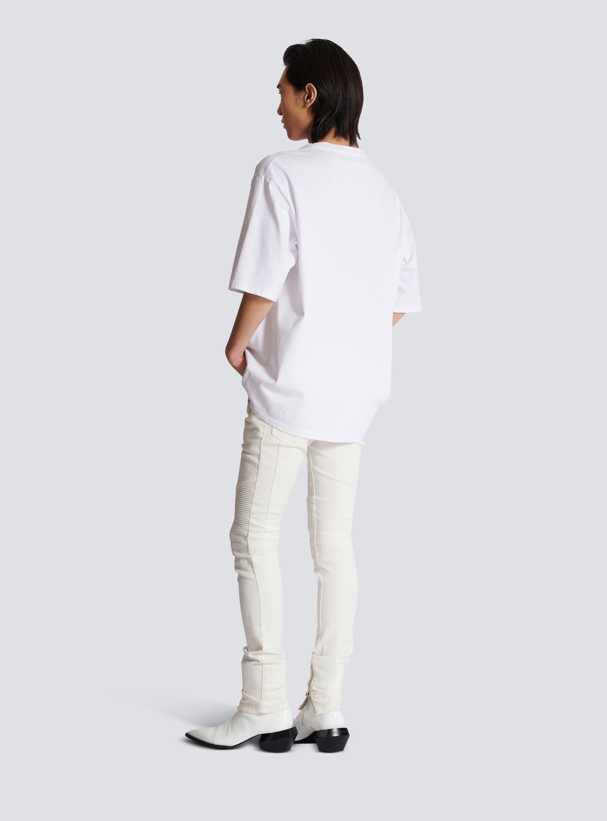 Balmain Graphic-print Cotton T-shirt In White
