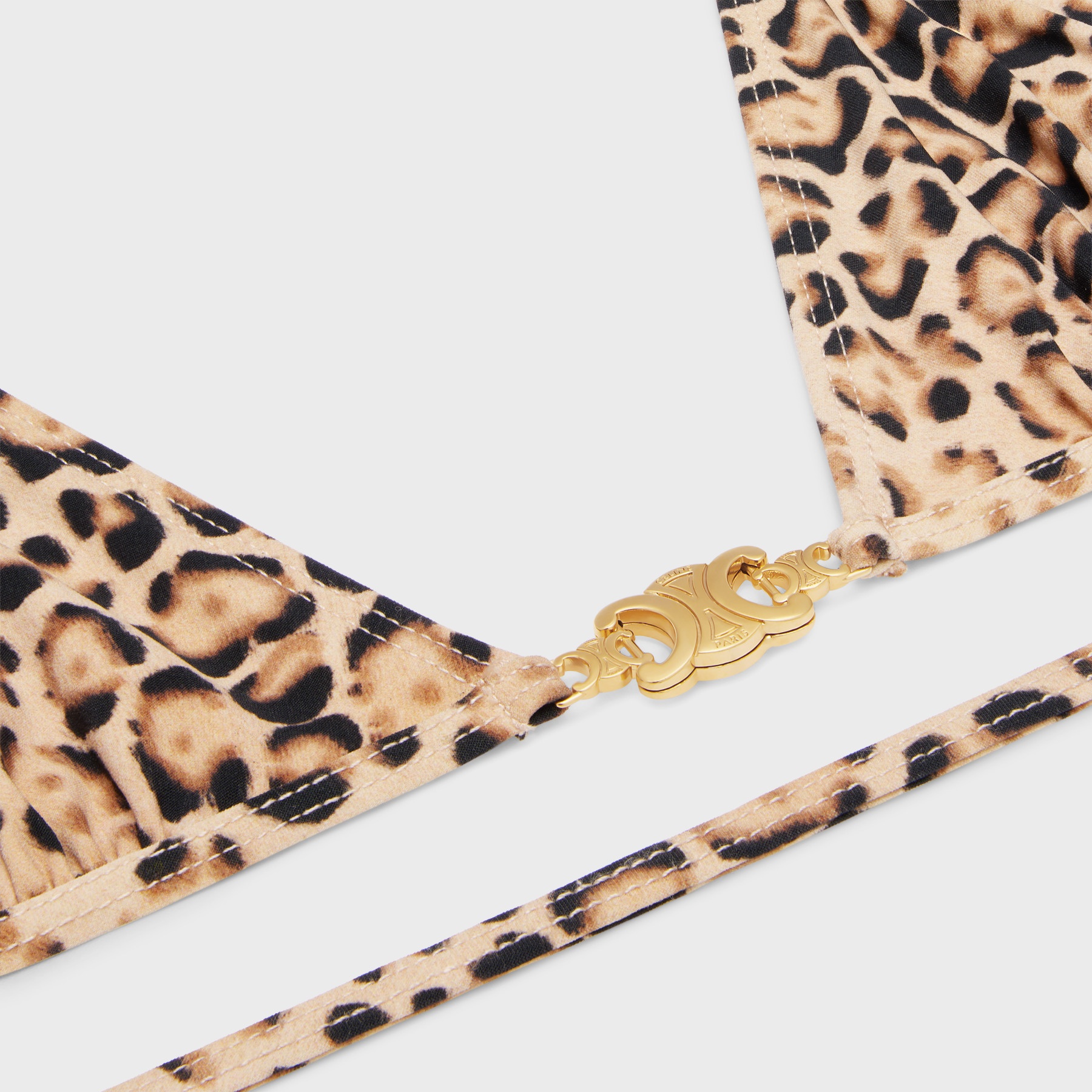Celine Leopard Print Bikini Top In Nude