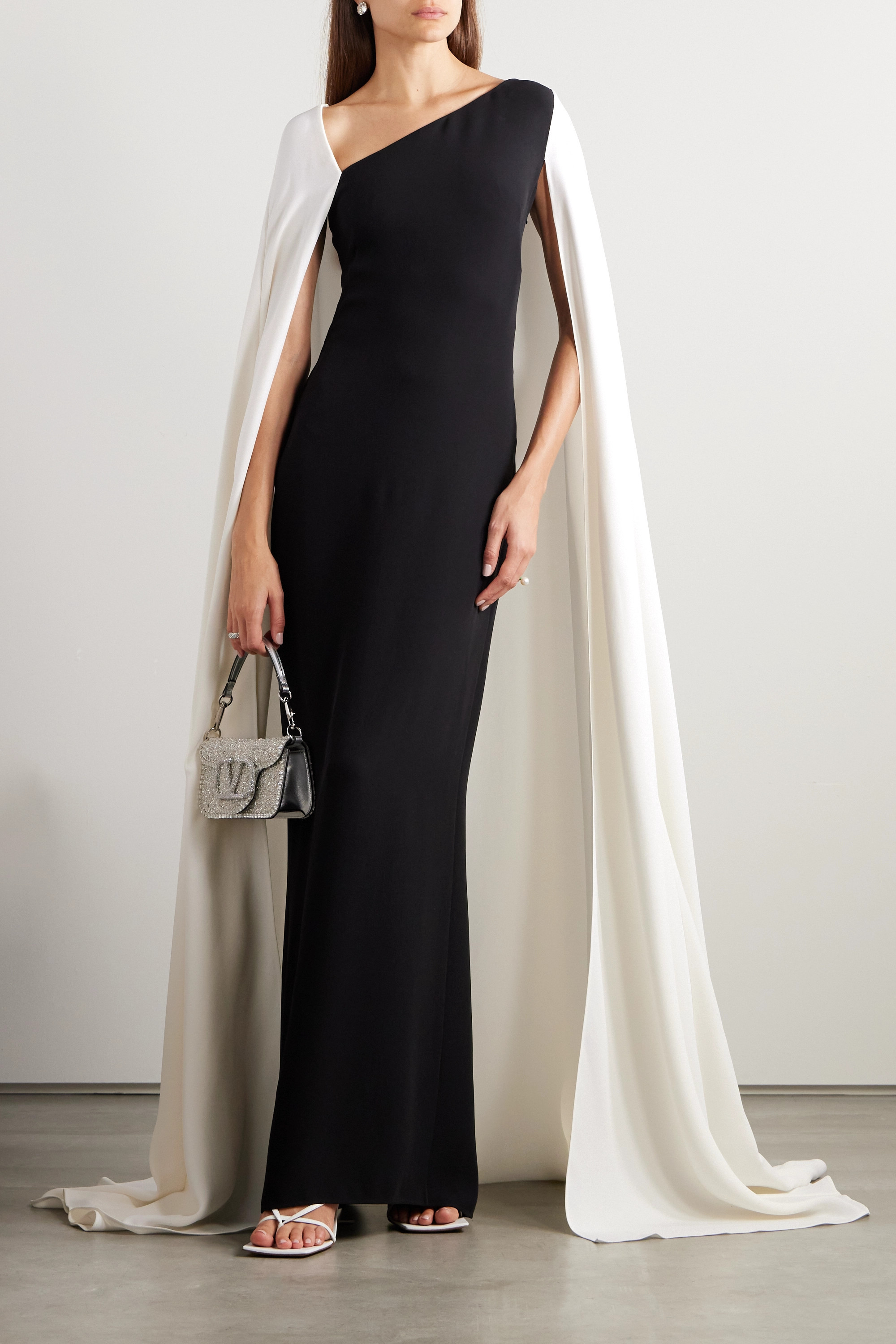 Shop Valentino Cape Sleeveless Dress In White