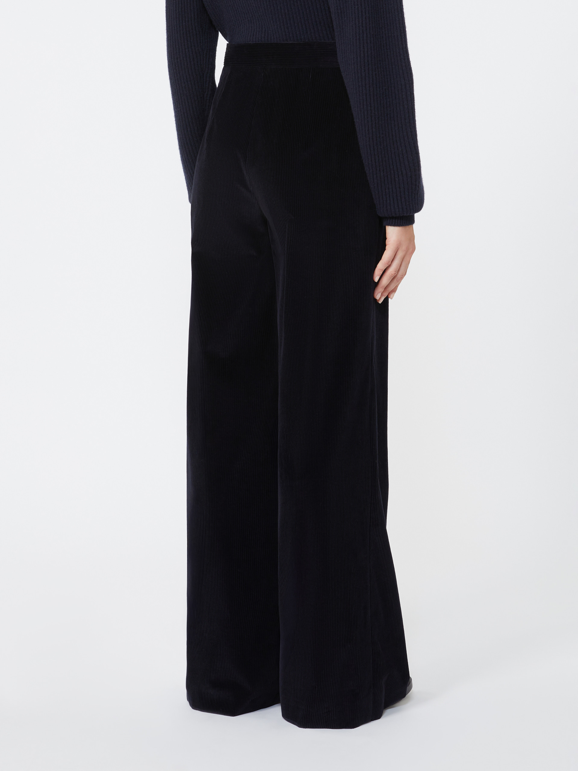 Max Mara Flared Velvet Trousers In Black
