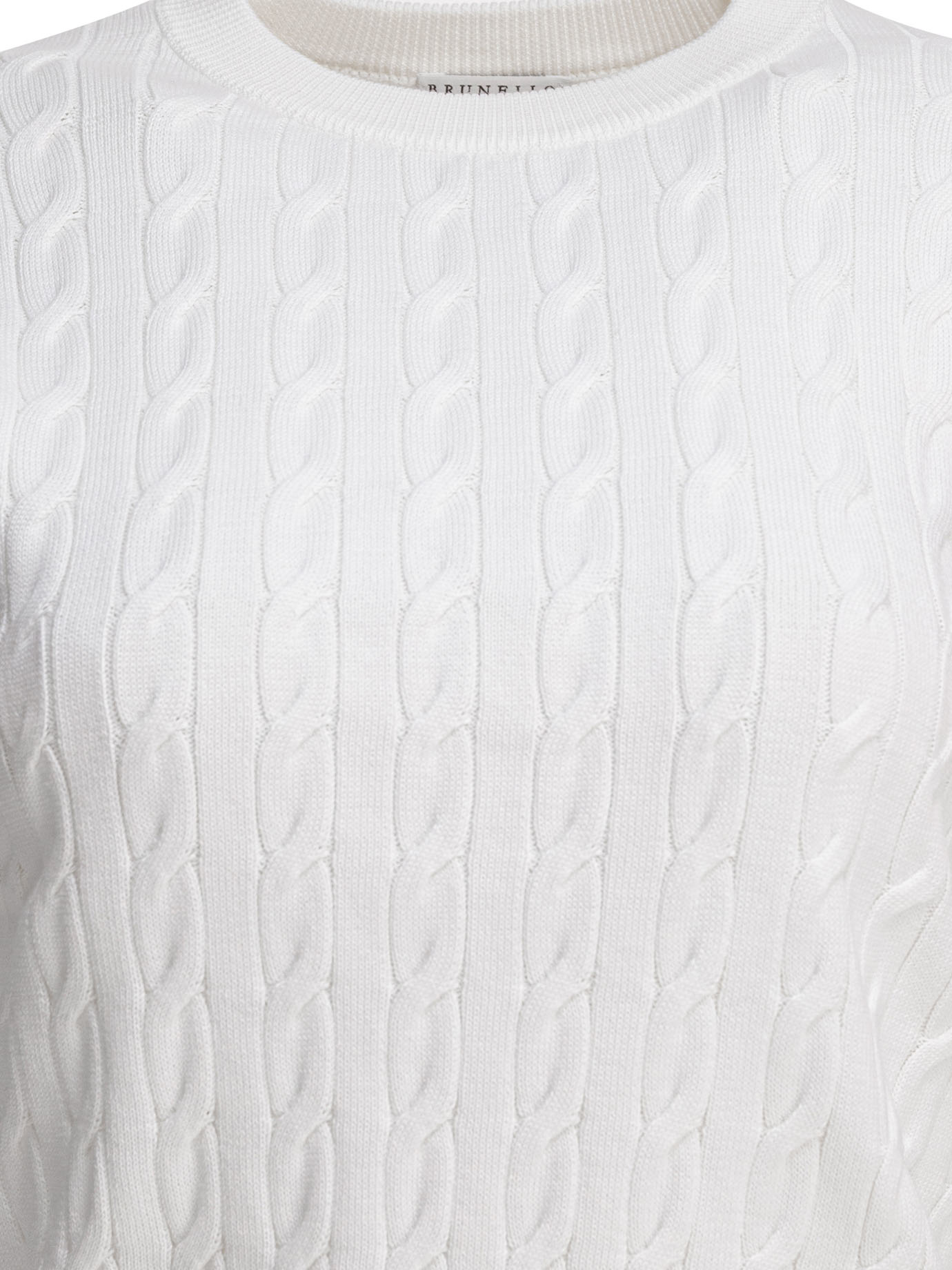 Brunello Cucinelli Crew Neck Short Sleeve Knit Top In White