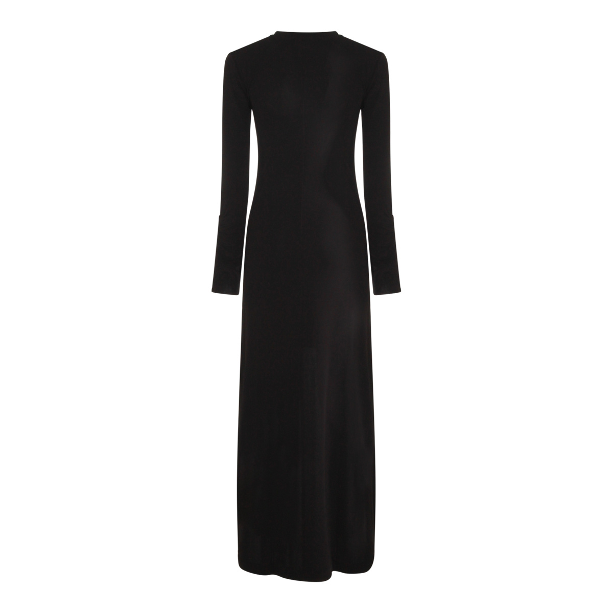 Thom Krom Slim Fit Viscose Blend Stretch Crepe Crew Neck Maxi Dress 219.00 In Black