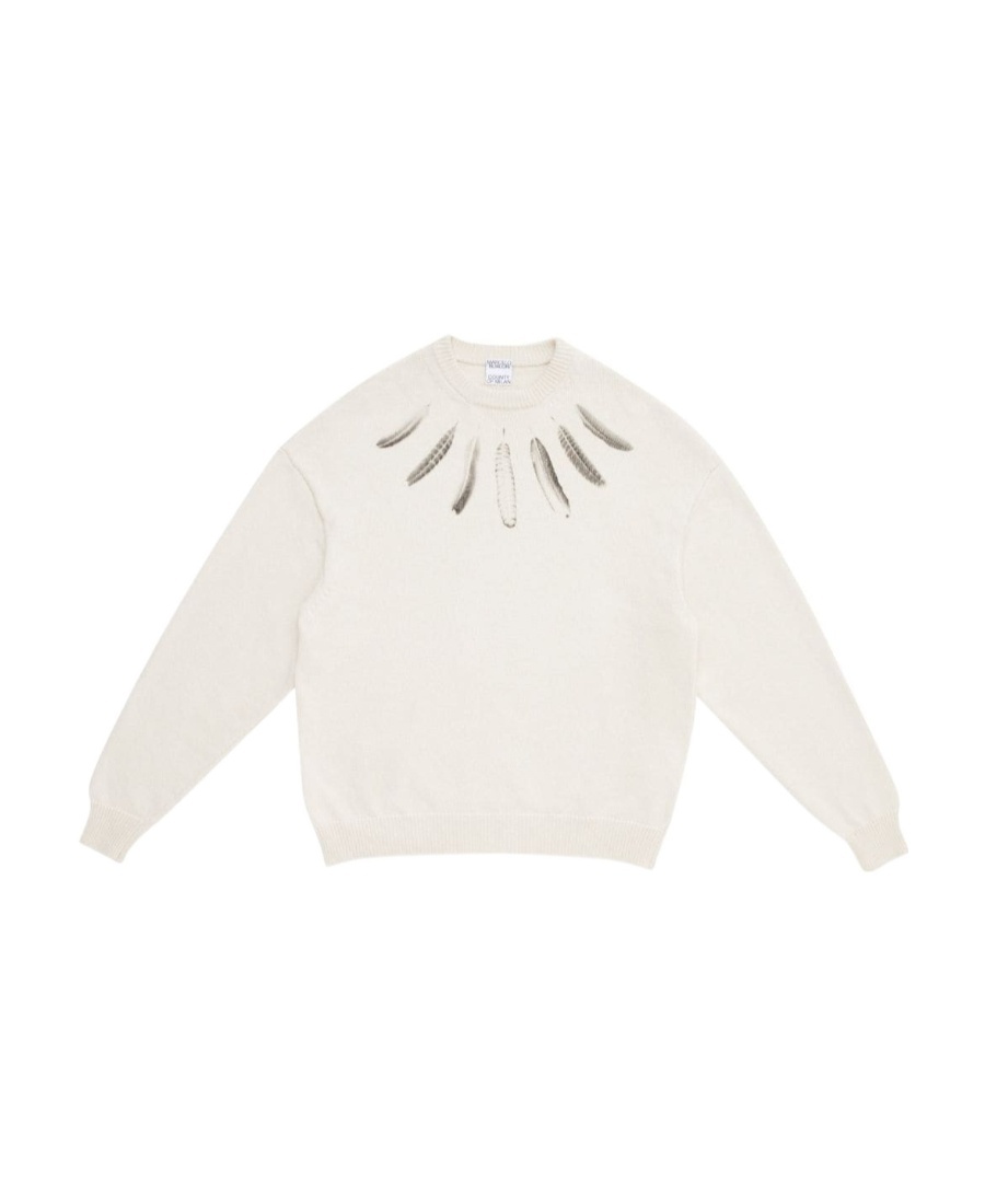 Marcelo Burlon County Of Milan Feather-print Crew-neck Jumper In White