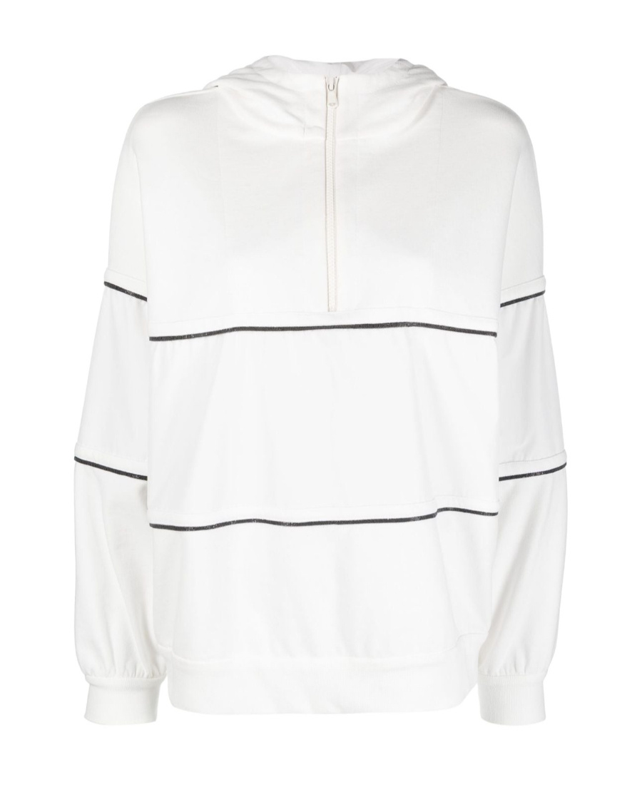 Brunello Cucinelli Half-zip Hoodie In White