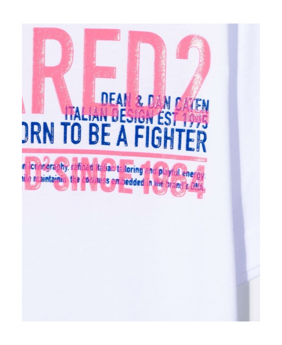 Dsquared2 Logo Slogan Cotton T-shirt In White