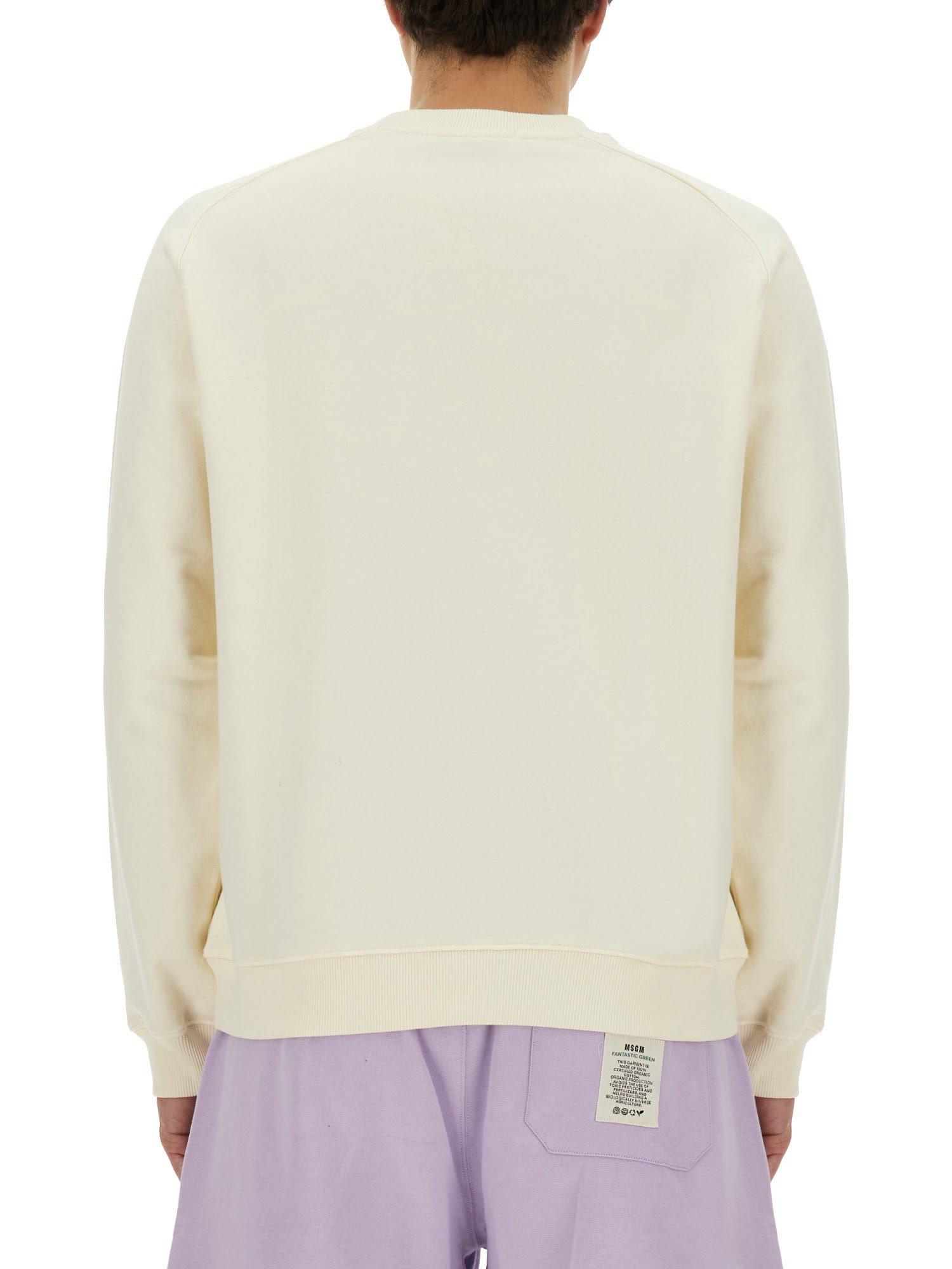 Msgm Logo-print Cotton Sweatshirt In White