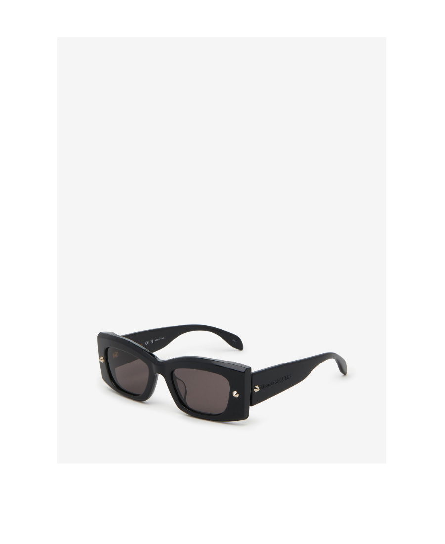 Alexander Mcqueen Womens Black-black-smoke Am0426s Rectangular-frame Recycled-acetate Sunglasses In Gray