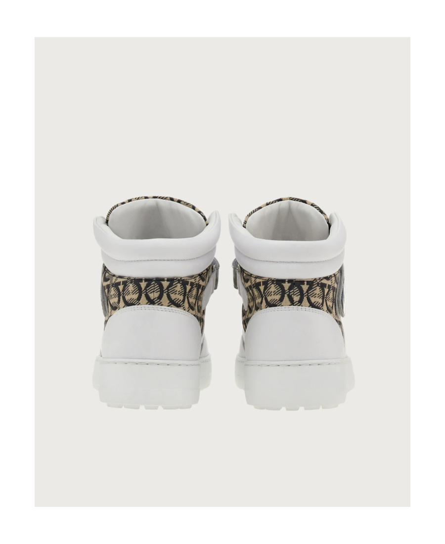 Ferragamo High Top Gancini Sneaker In White