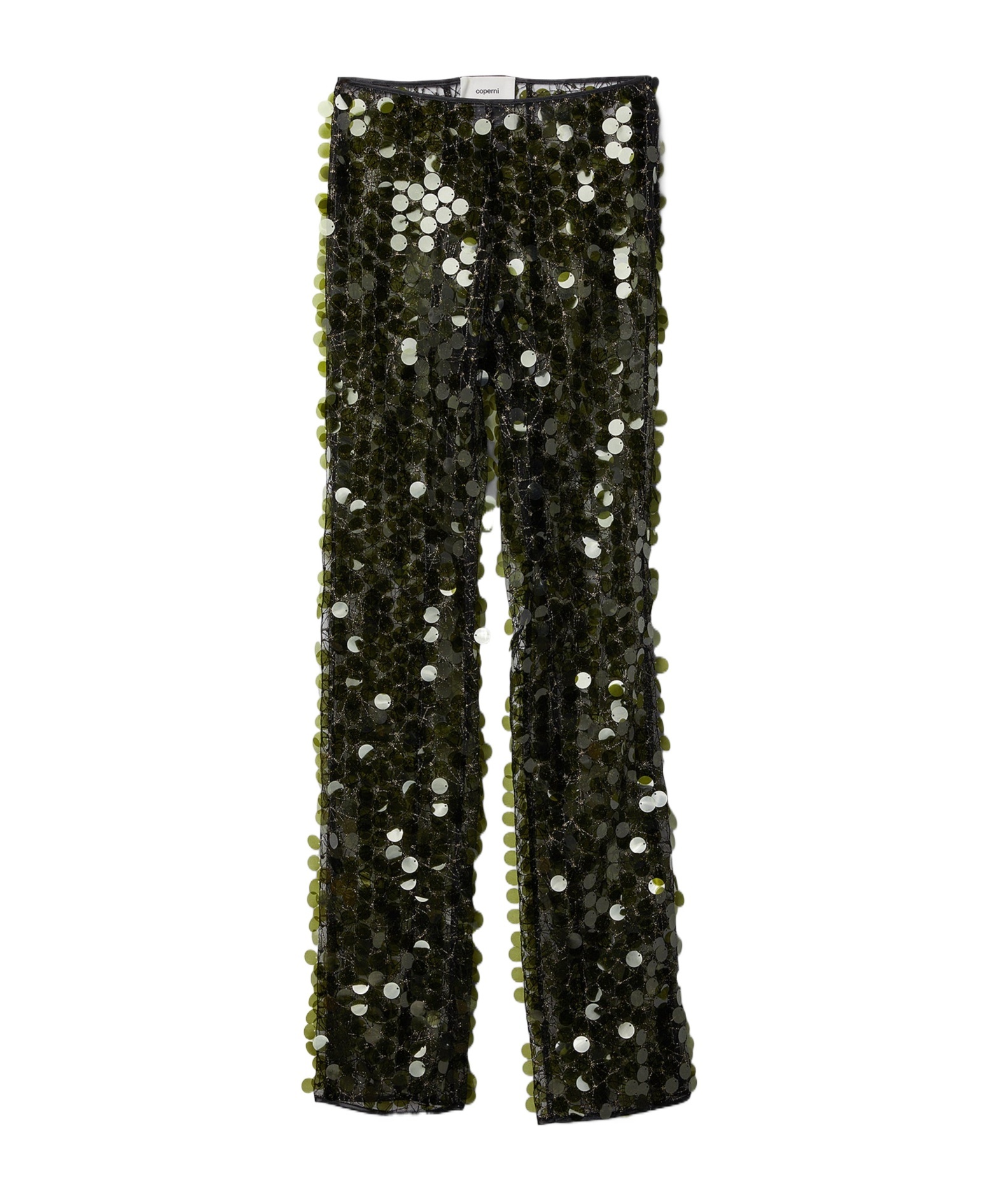 Coperni Sequinned Flared Trousers In Green