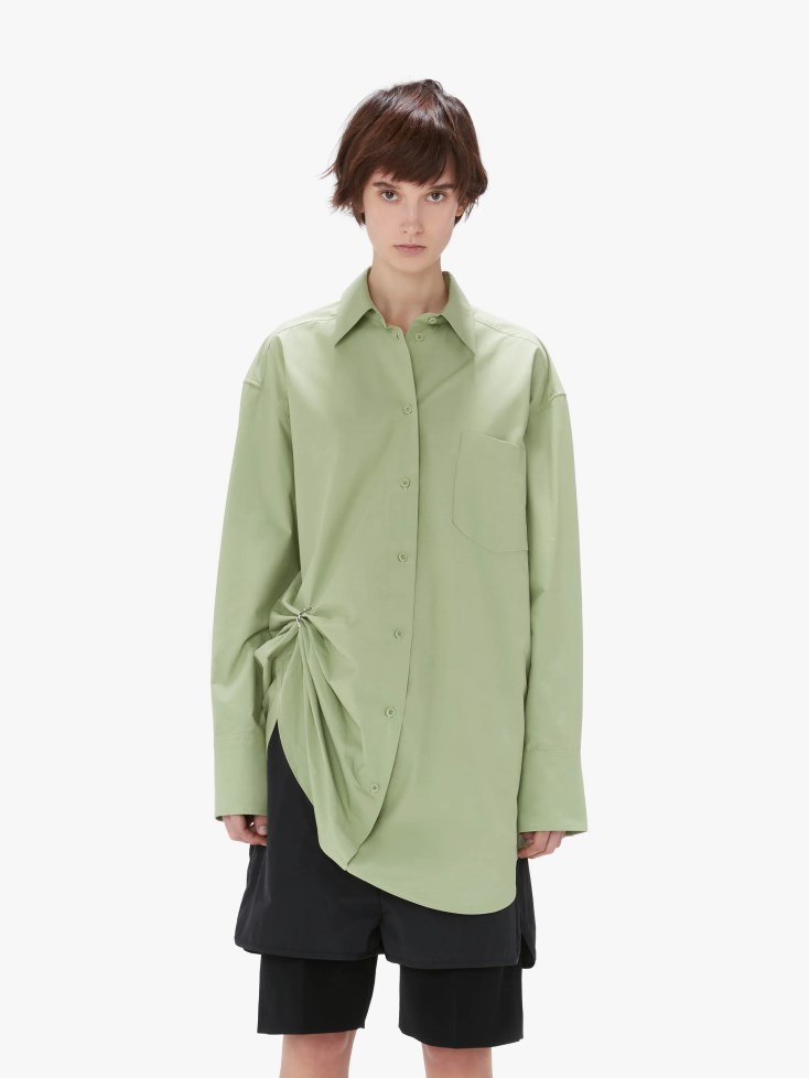 Jw Anderson J.w. Anderson Eyelets Oversize Green Shirt In Green