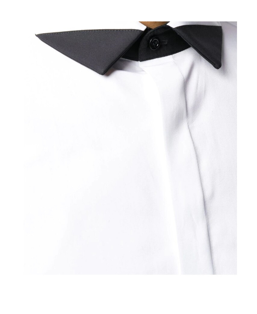 Neil Barrett Contrast Pointed Lapel Shirt In White