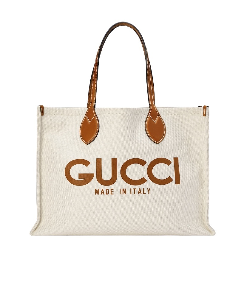 Gucci Shopper Aus Canvas Mit Logo-print In White