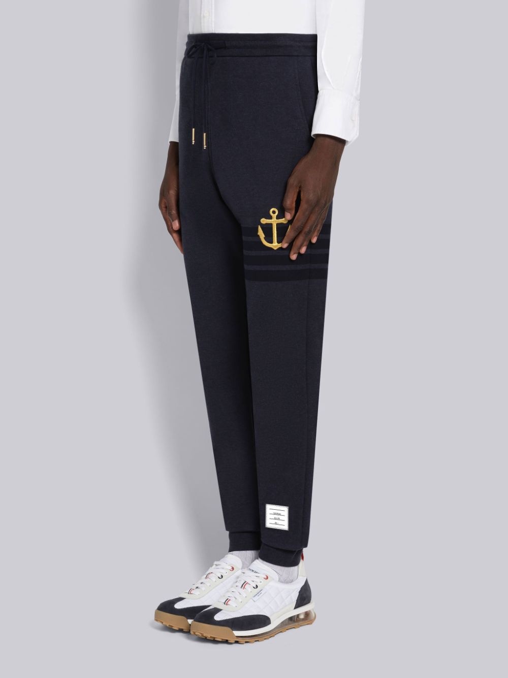 Thom Browne Anchor-embroidery Cotton Track Pants In Black