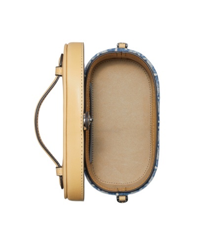 Shop Tory Burch T Monogram Denim Cosmetic Bag In Powder Blue