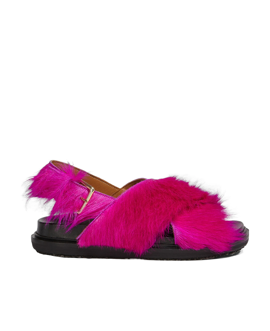 Marni Fussbett Shaggy Comfort Slingback Sandals In Red