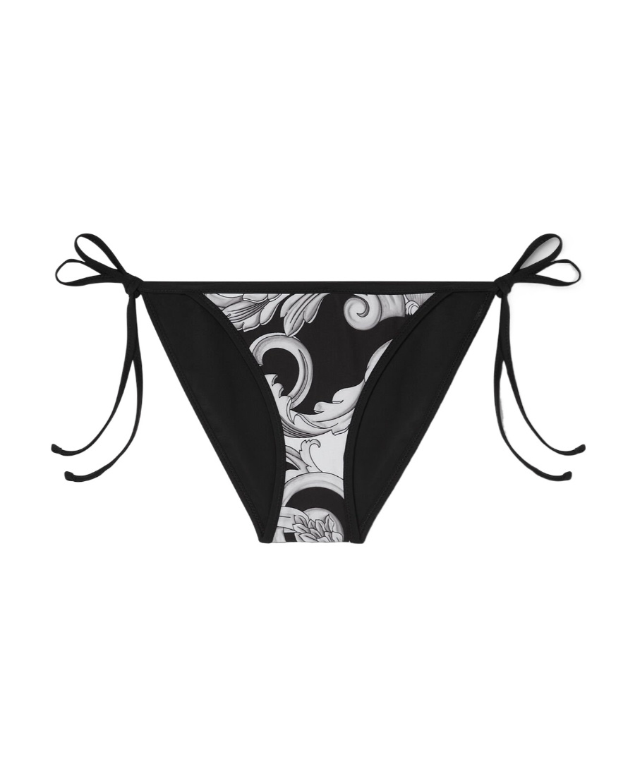 Versace Baroque Pattern-print Bikini Bottoms In Black