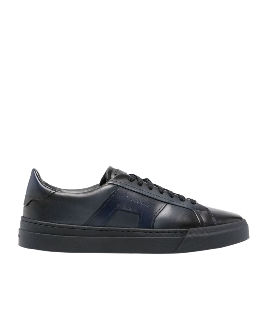 Santoni Logo Almond Toe Low-top Sneakers In Black