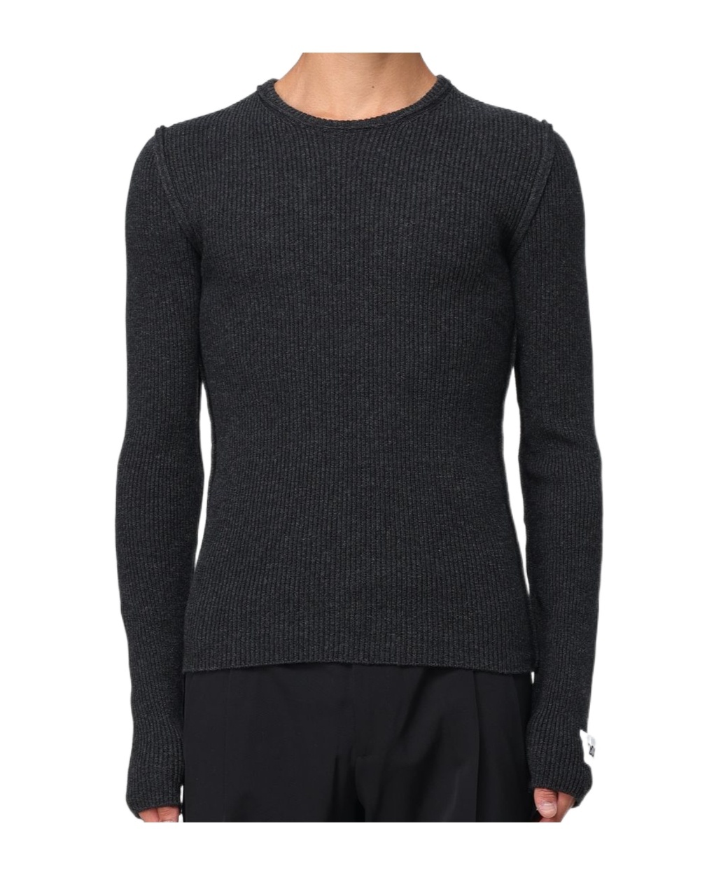 Dolce & Gabbana Crewneck Wool Blend Sweater Patch In Gray