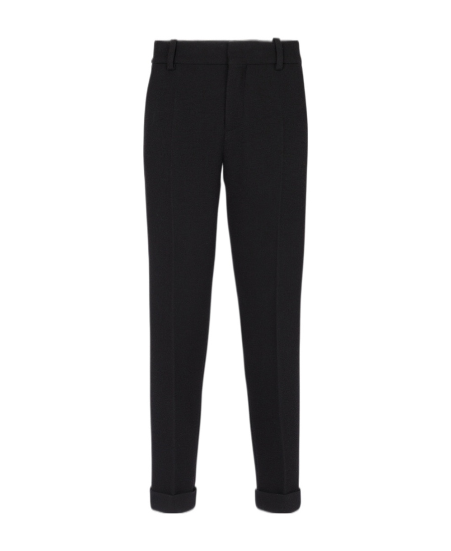 Balmain Embroidered Crepe Straight-leg Tailored Trousers In Black