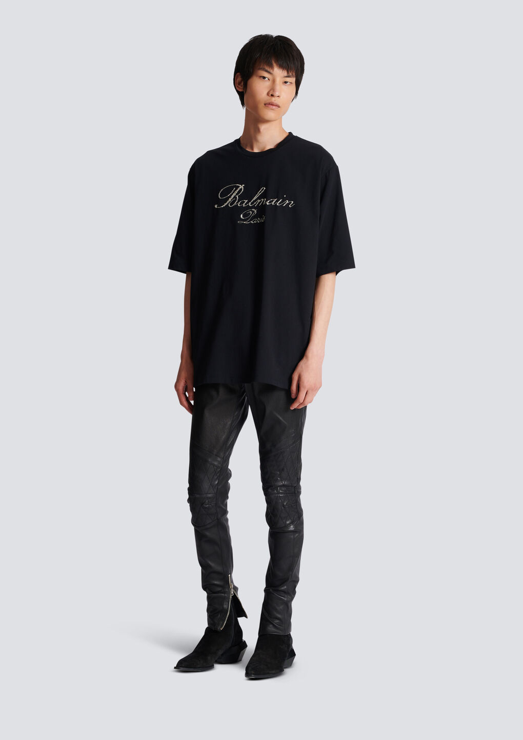 Balmain Signature Embroidered T-shirt In Black