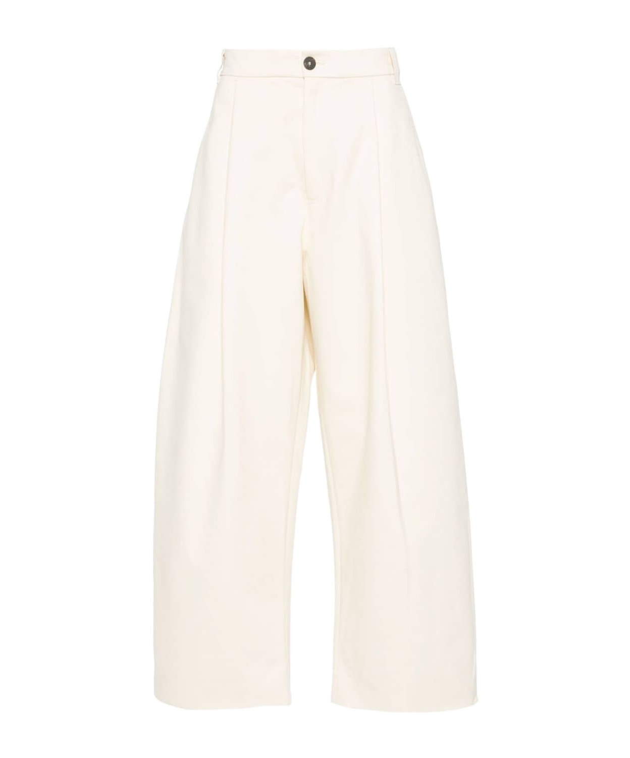 Studio Nicholson Light Beige Cotton Trousers In White