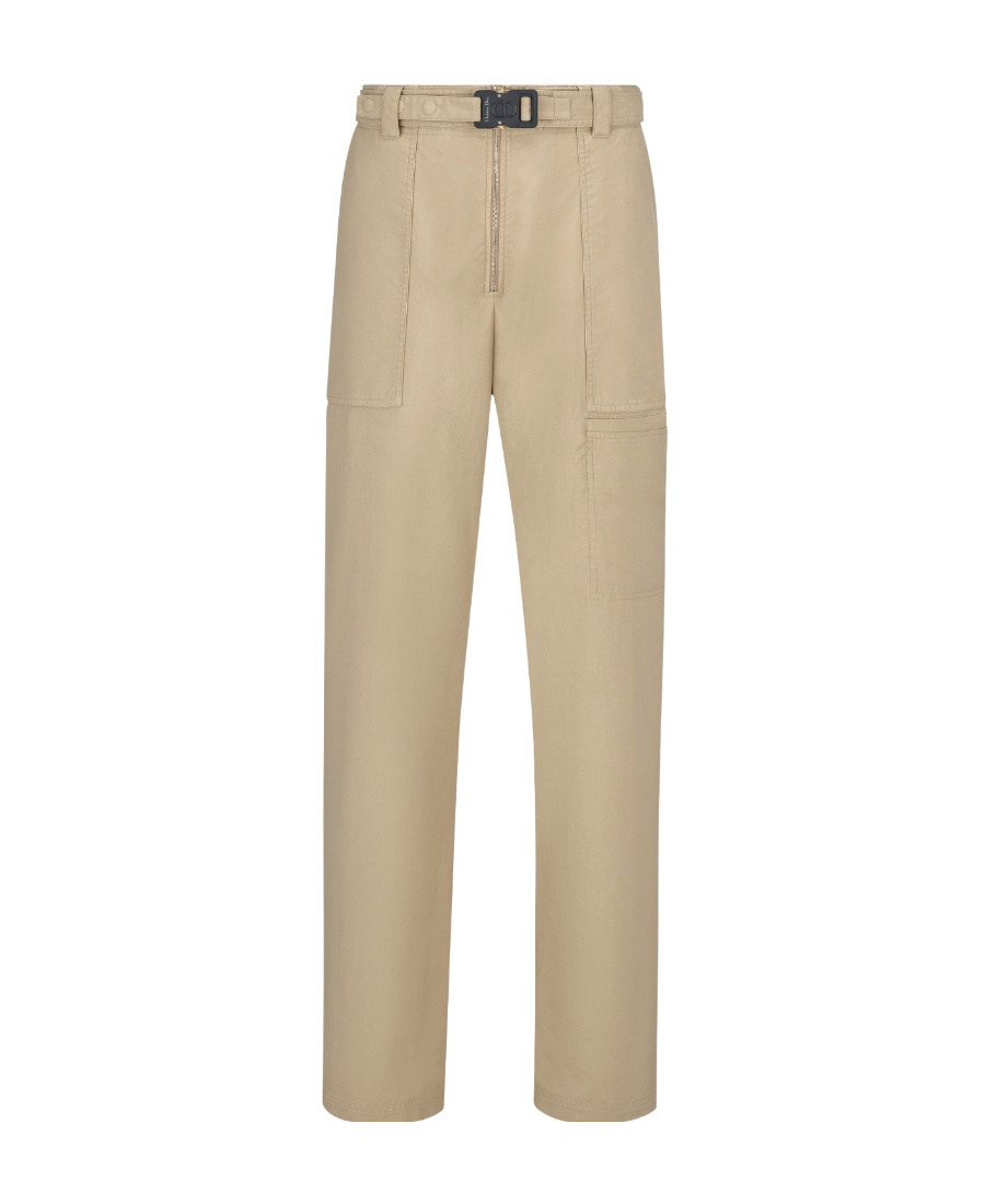 Dior Cargo Pants With 'cd' Buckle Belt In Nude