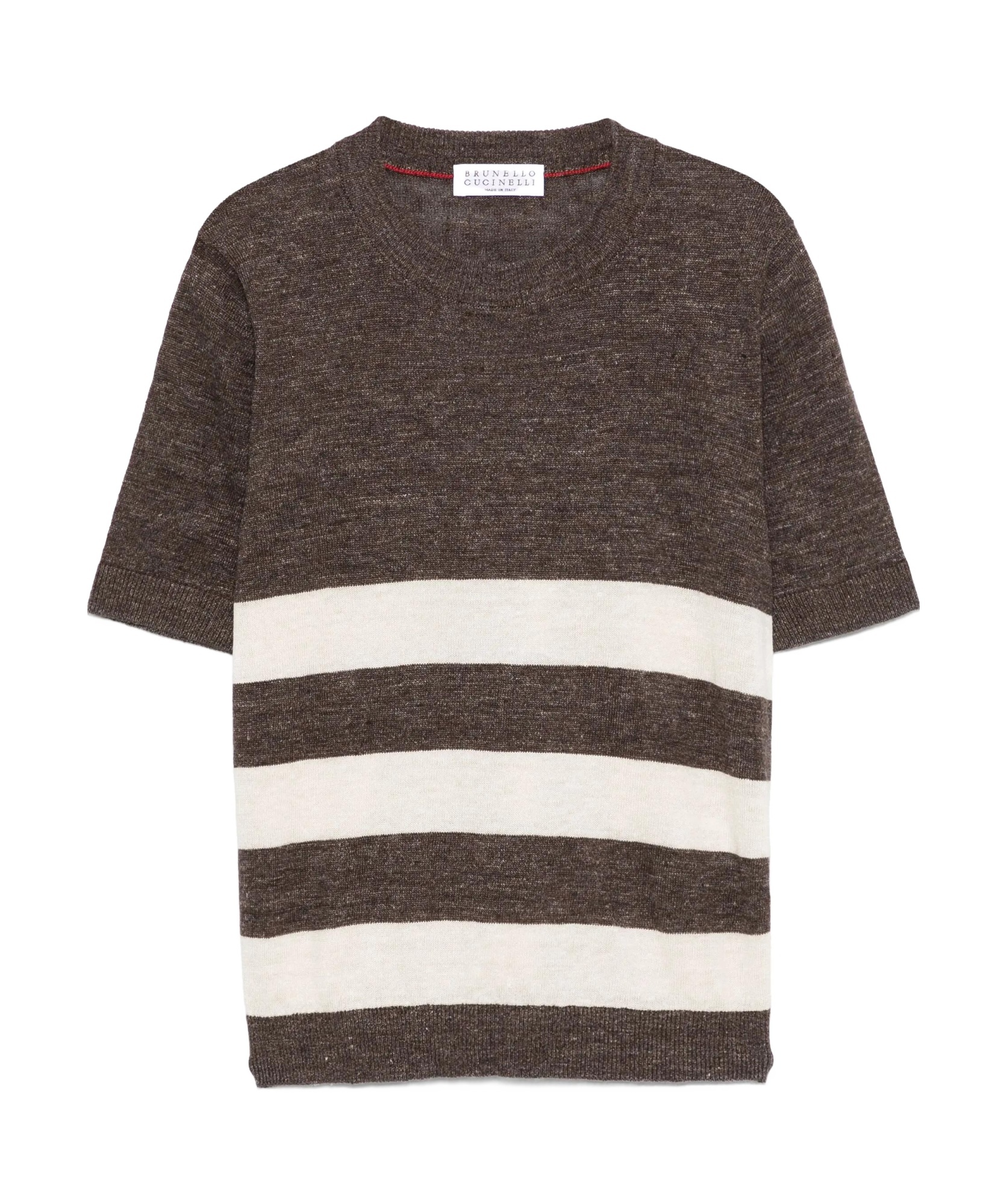 Brunello Cucinelli Round Neck Short Sleeve T-shirt In Brown