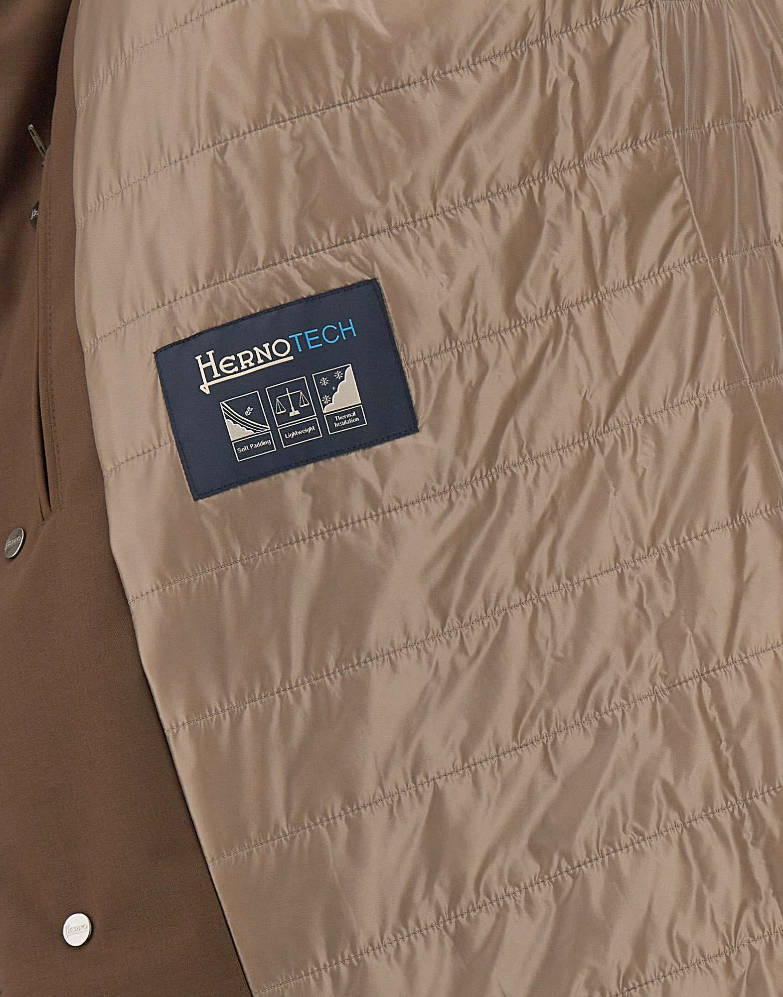 Herno Carcoat In Woolen Melange Twill In Brown