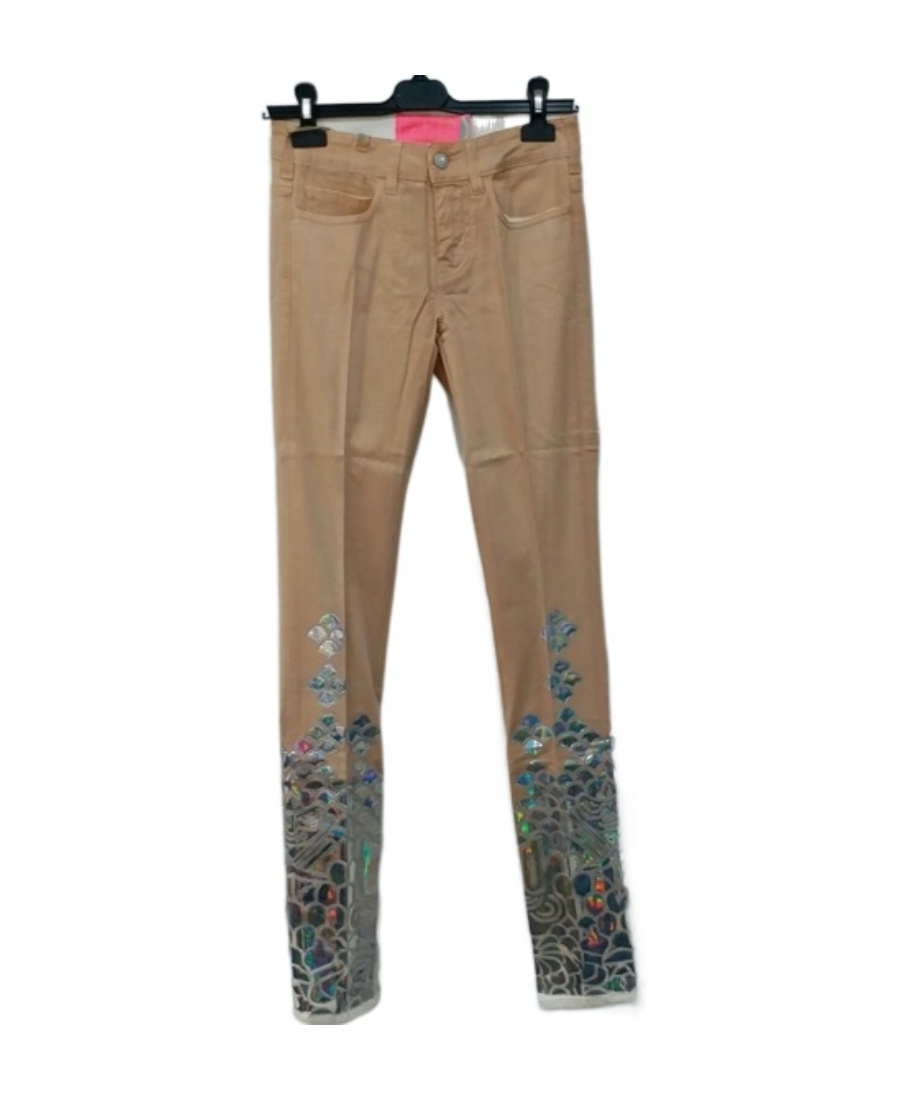 Notify Logo Pattern Details Straight Casual Pants In Brown