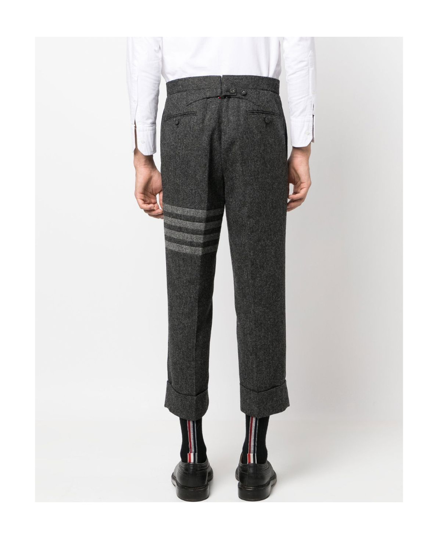 Thom Browne Trousers With Striped Detail And Pockets In Black