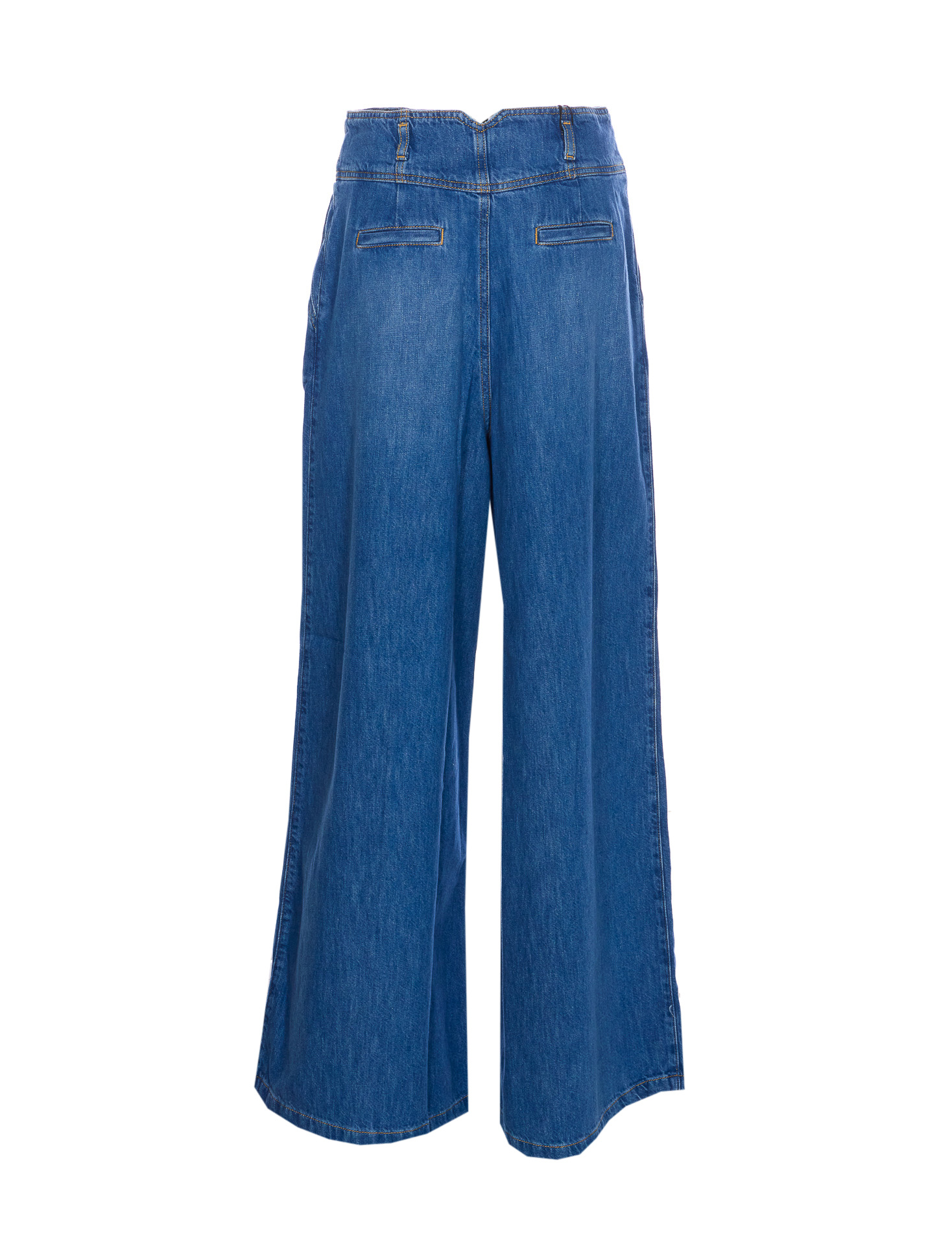 Twinset High Waist Wide-leg Denim Trousers In Blue