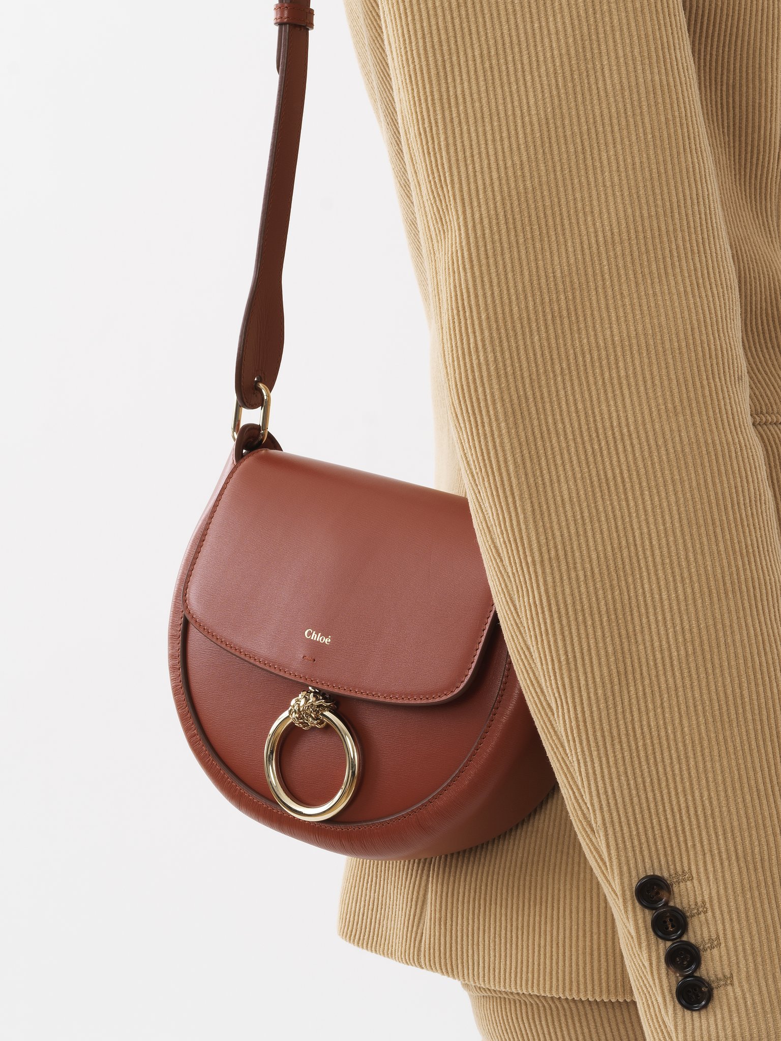 Chloé Chloe Woman Brick Leather Small Arlene Crossbody Bag In Brown