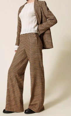 Twinset Checked Button-fastening Trousers In Brown