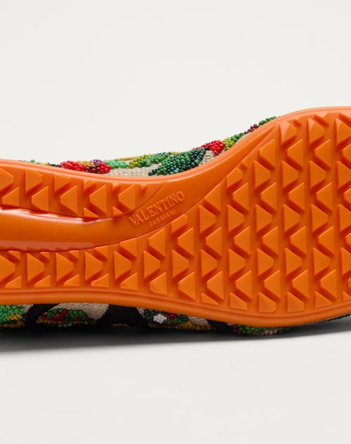Valentino Garavani Embellished Canvas Chromathon Sneakers In Multicolor