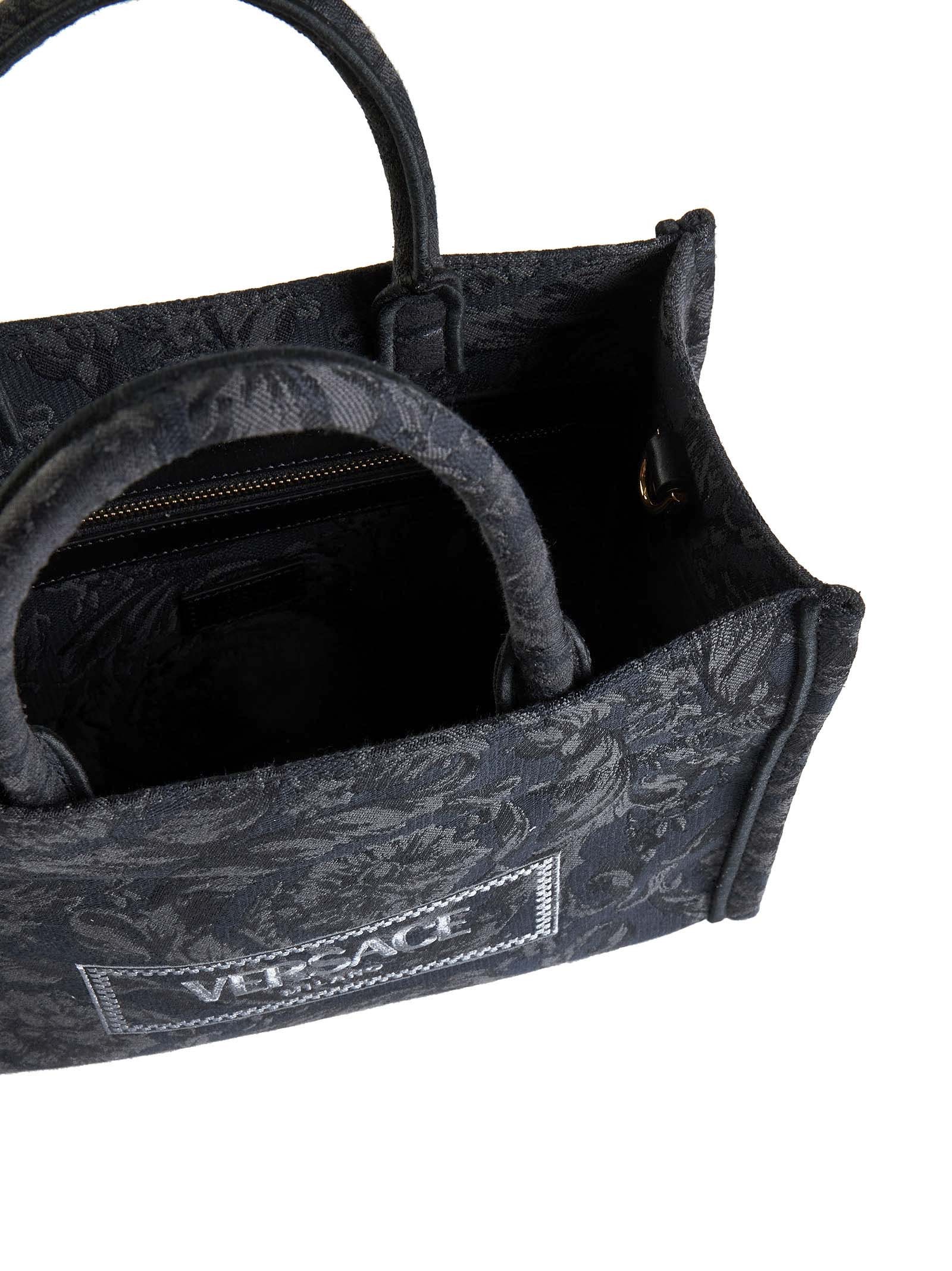 Versace Small Barocco Athena Tote Bag In Black